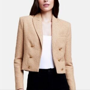 House Of Harlow 1960 Beige Cropped Tweed Blazer